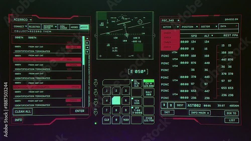 Comprehensive Flight Control Dashboard with Full Air Traffic Data, Navigation Systems, and Real-Time Information Displays