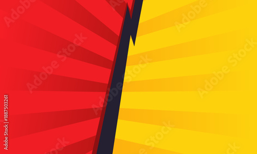 Dynamic red and yellow comic book style background with opposing forces.