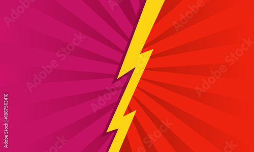 Dynamic yellow lightning bolt striking through a vibrant background.