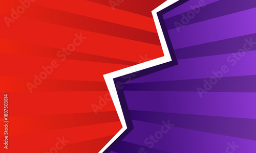 Dynamic Versus Screen with Red and Purple Halftone Background.