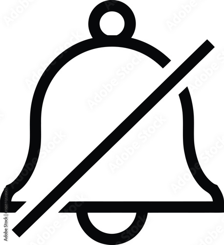 Silence Bell Icon with Prohibition Sign on White Background