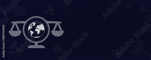 International Law and Global Justice Vektor with Copy Space for Human Rights United Nations Geopolitics Maritime Trade Diplomacy Foreign Policy and Universal Jurisdiction Systems