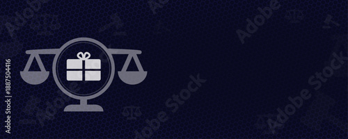 Gift Law and Consumer Rights Justice Vektor with Copy Space for Inheritance Tax Law Donations Charity Grants Contractual Obligations Retail Trade and Legal Property Regulations
