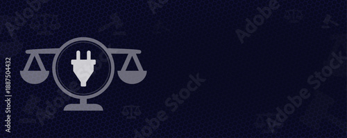 Energy Law and Electrical Power Justice Vektor with Copy Space for Renewable Utility Law Climate Policy Infrastructure Grid Regulation Sustainability and Public Resource Management