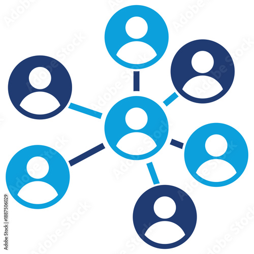 network flat blue icon