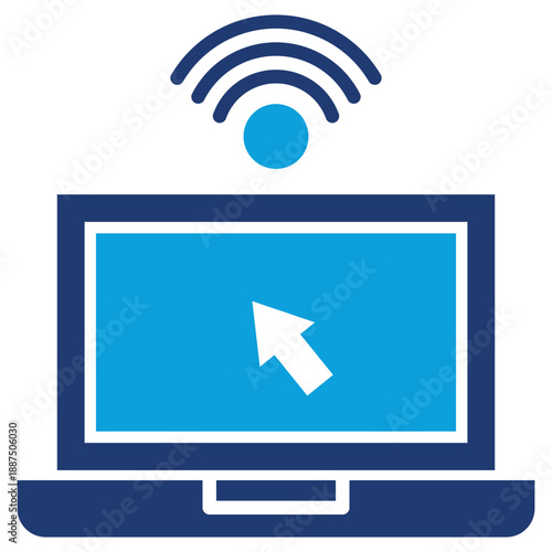 laptop flat blue icon