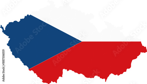Czech Republic Flag Map Silhouette Vector Illustration
