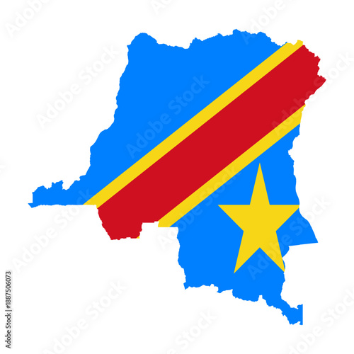 DR Congo Flag Map Silhouette Vector Illustration