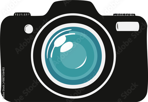 Single camera silhouette, solid black flat vector
