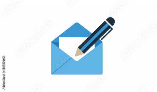 Write email vector sign envelope pencil flat icon
