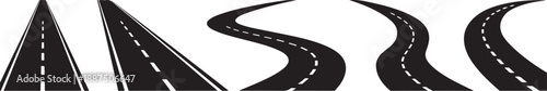 Road Perspective Curvy Asphalt Highway Vector Set