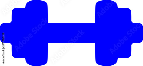 Dumbbell Icon Featuring Solid Blue Silhouette for Fitness Strength Training and Gym Equipment Design
