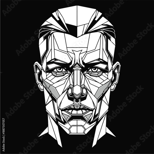 Geometric Abstract Portrait of a Mans Face 1.