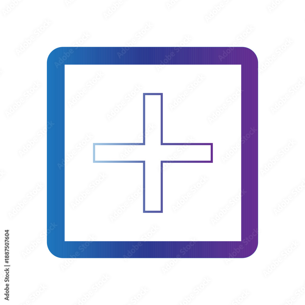 Fototapeta premium Vector Of Add Plus Rounded Box For UI_Gradient Icon