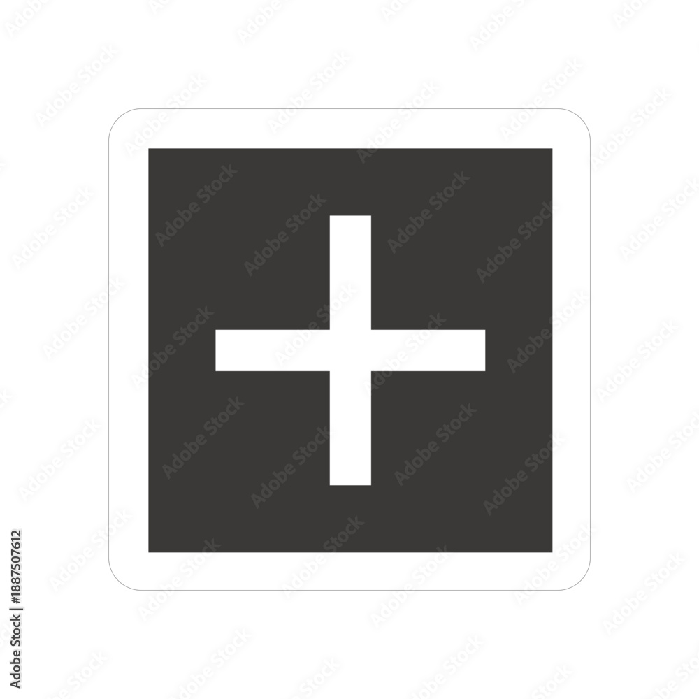 Obraz premium Vector Of Add Plus Rounded Box For UI_Glyph Icon
