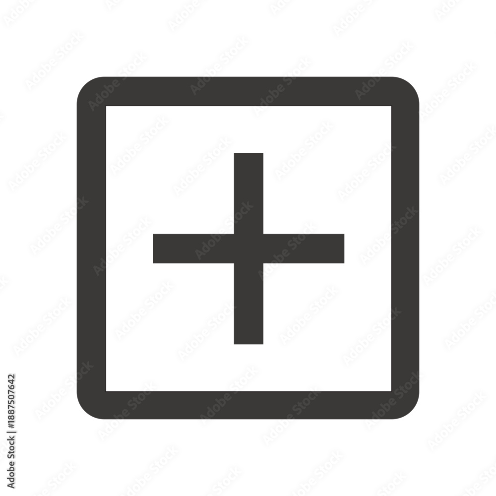 Obraz premium Vector Of Add Plus Rounded Box For UI_Line Icon