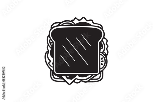 Vector Sandwich top view line and solid icon outline different style. Symbol, logo