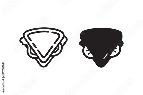 Vector Sandwich top view line and solid icon outline different style. Symbol, logo