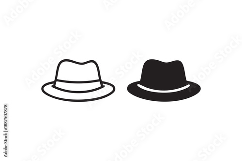 Vector Hat line and solid icon outline different style. Symbol, logo