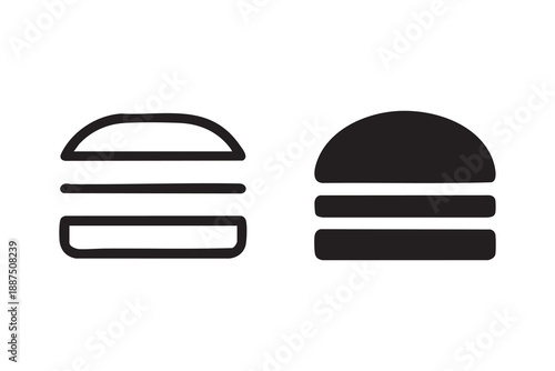 Vector Hamburger line and solid icon outline different style. Symbol, logo