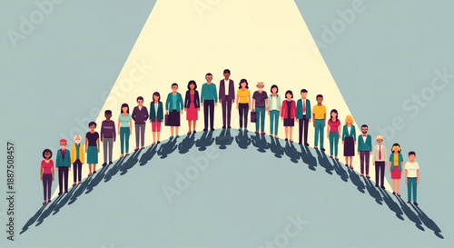 Diverse People Standing in Spotlight
