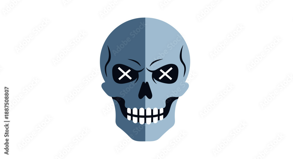 Obraz premium Blue Skull Illustration with X Eyes.
