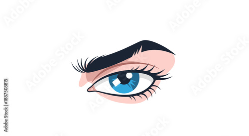 Blue Eye with Eyelashes and Eyebrow.
