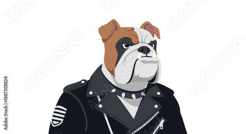 Bulldog Wearing Police Uniform Illustration.