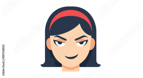 Cartoon Female Character with Red Headband.