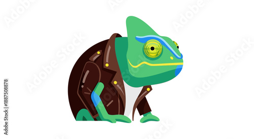 Colorful Cartoon Chameleon Character Illustration.