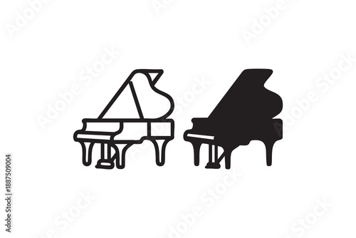 Vector Piano icon in line and solid style. Symbol, logo