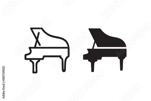 Vector Piano icon in line and solid style. Symbol, logo