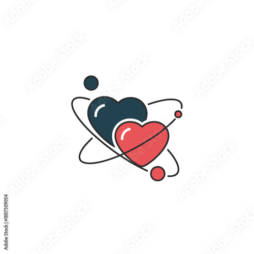 Hearts in Orbit Around Each Other.