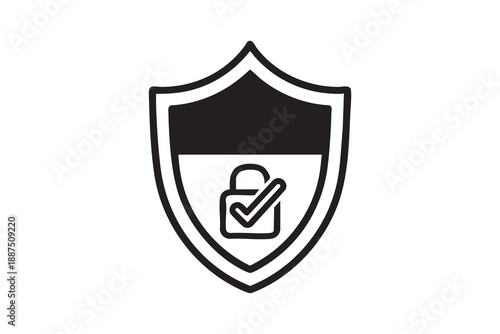 Security shield icon. Shield check mark symbols. Protection and padlock logotypes.