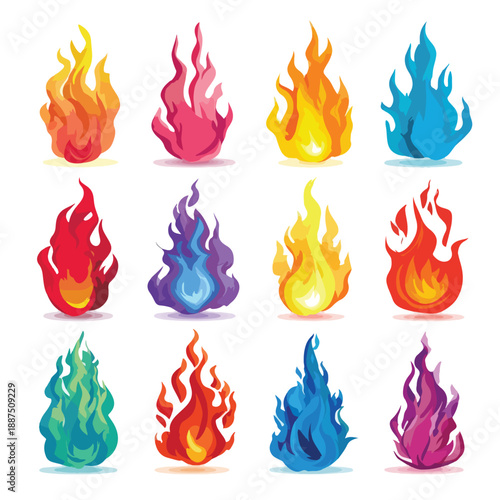 vector set of fire flames