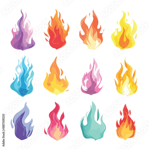 vector set of fire flames