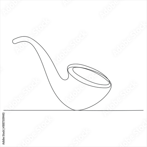 Continuous one line drawing of elegant smoking pipe clean minimal outline style illustration