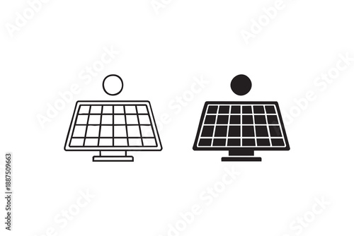 Solar panel Vector icon. Eco friendly clean energy and sun-powered electricity.