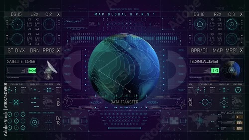 Cyber Security and Data Network Concept Futuristic Digital Grid Over Earth NASA Earth Imagery in 4K.