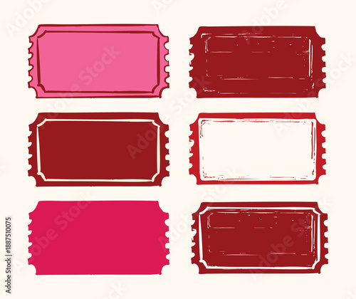 Vintage Red Ticket Collection Retro Event Passes Set