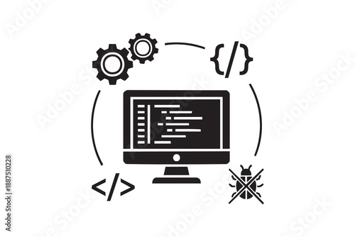 Software development vector icon. Editable line icon.