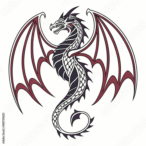 Wallpaper Mural Dragon Emblem Fantasy Vector - Mythical Power Icon Torontodigital.ca
