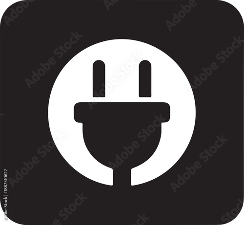 Electric plug icon silhouette for power connection and energy usage