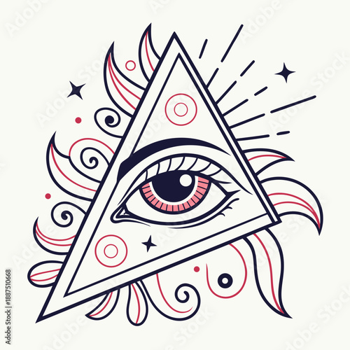 Mystical Eye Symbol Vector on White Background