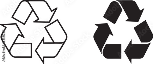 Recycle symbol icon in bold and outline style. Eco friendly recycling sign for apps, web.