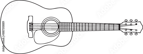 Acoustic guitar outline silhouette. Music instrument line icon. Vector illustration.