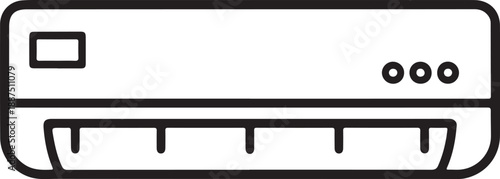 Air conditioner icon, black isolated on white background, vector illustration.
