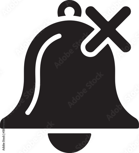 Muted notification bell icon silhouette for alerts and do not disturb
