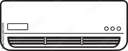 Air conditioner icon, black isolated on white background, vector illustration.