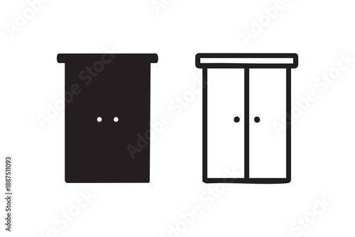 cabinet line and solid icon outline different style. Symbol, logo